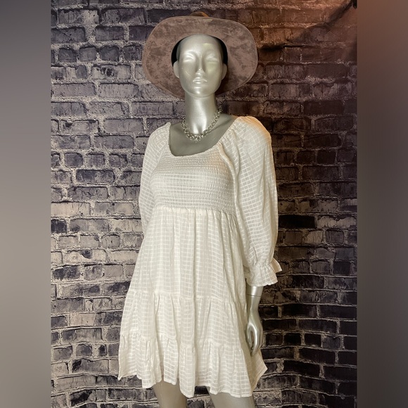 White Short Peasant Prairie Core Dress - Picture 3 of 4